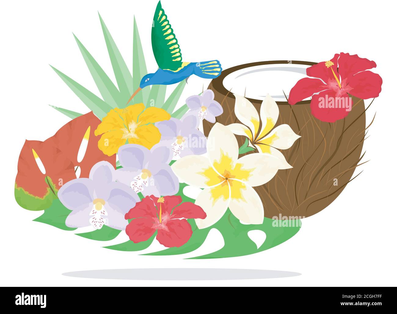 beautiful and bright still life on the theme of tropics. Stock Vector