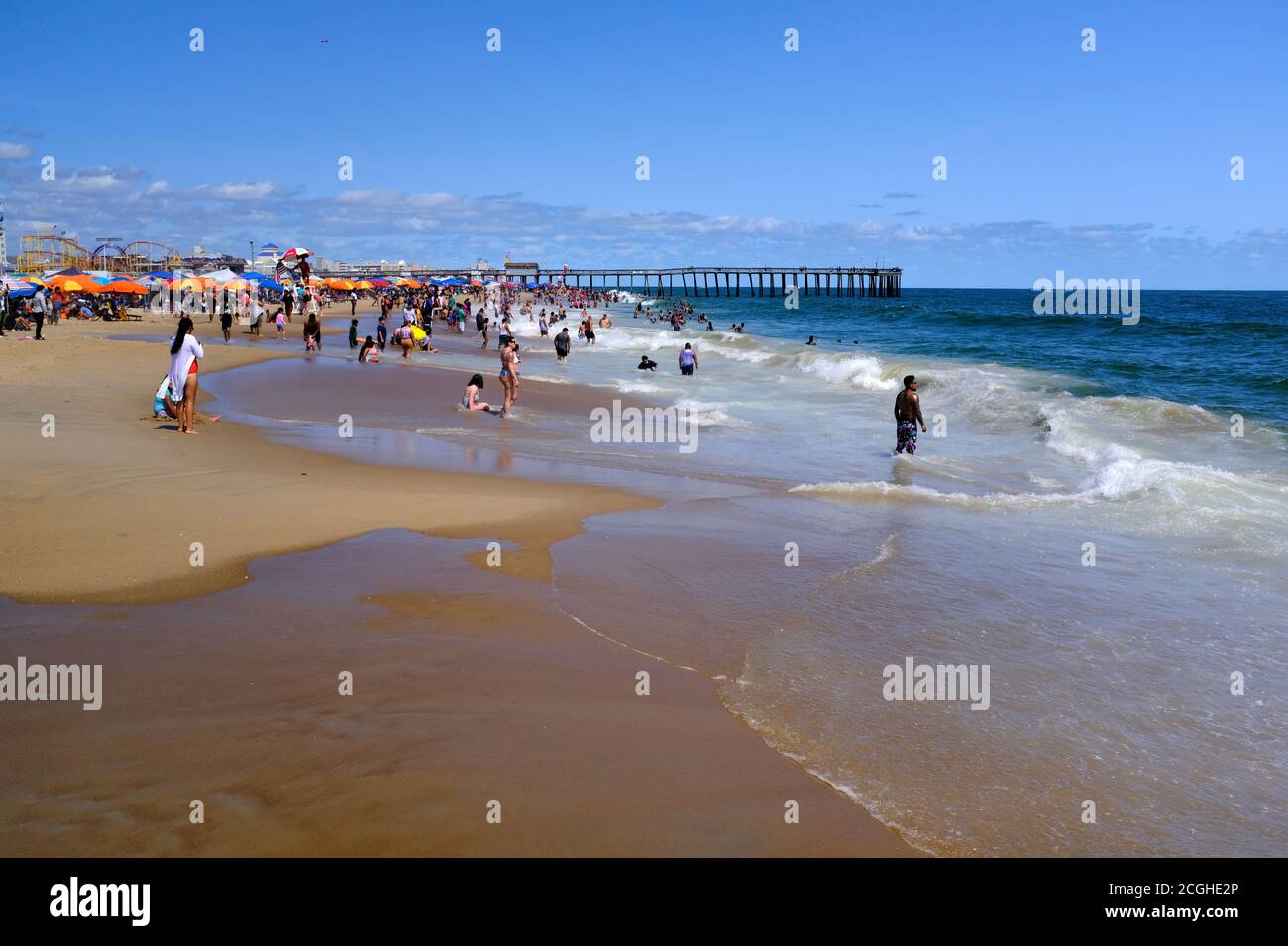 Crowds on the beach in Ocean City, Maryland on Labor Day Weekend Stock