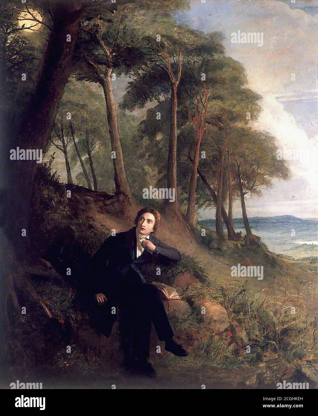 Severn Joseph - Keats Listening to a Nightingale on Hampstead Heath - British School - 19th  Century Stock Photo