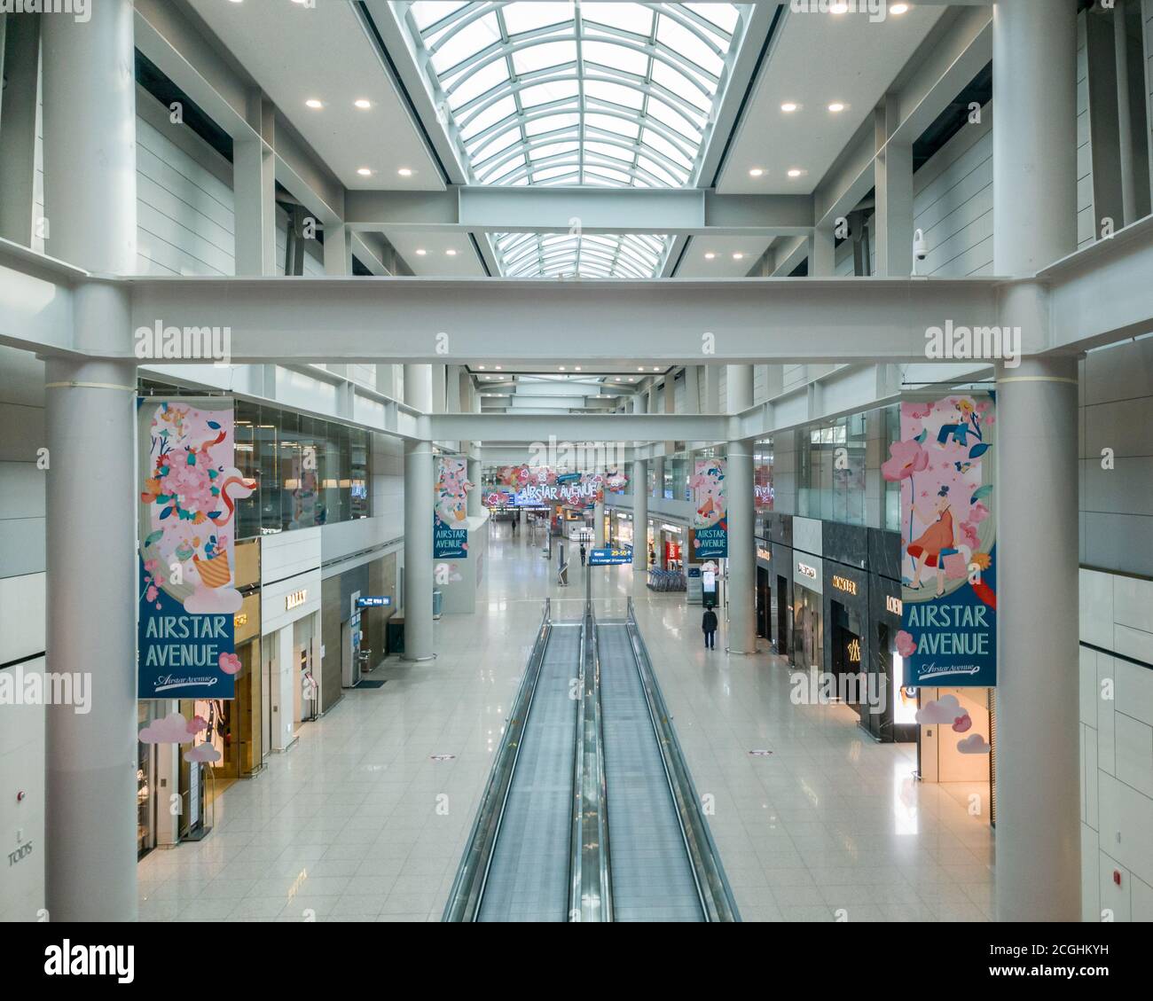 Incheon, South Korea - Empty duty free shops at Seoul Incheon International Airport. Novel Coronavirus hits the world largest duty free store. Stock Photo