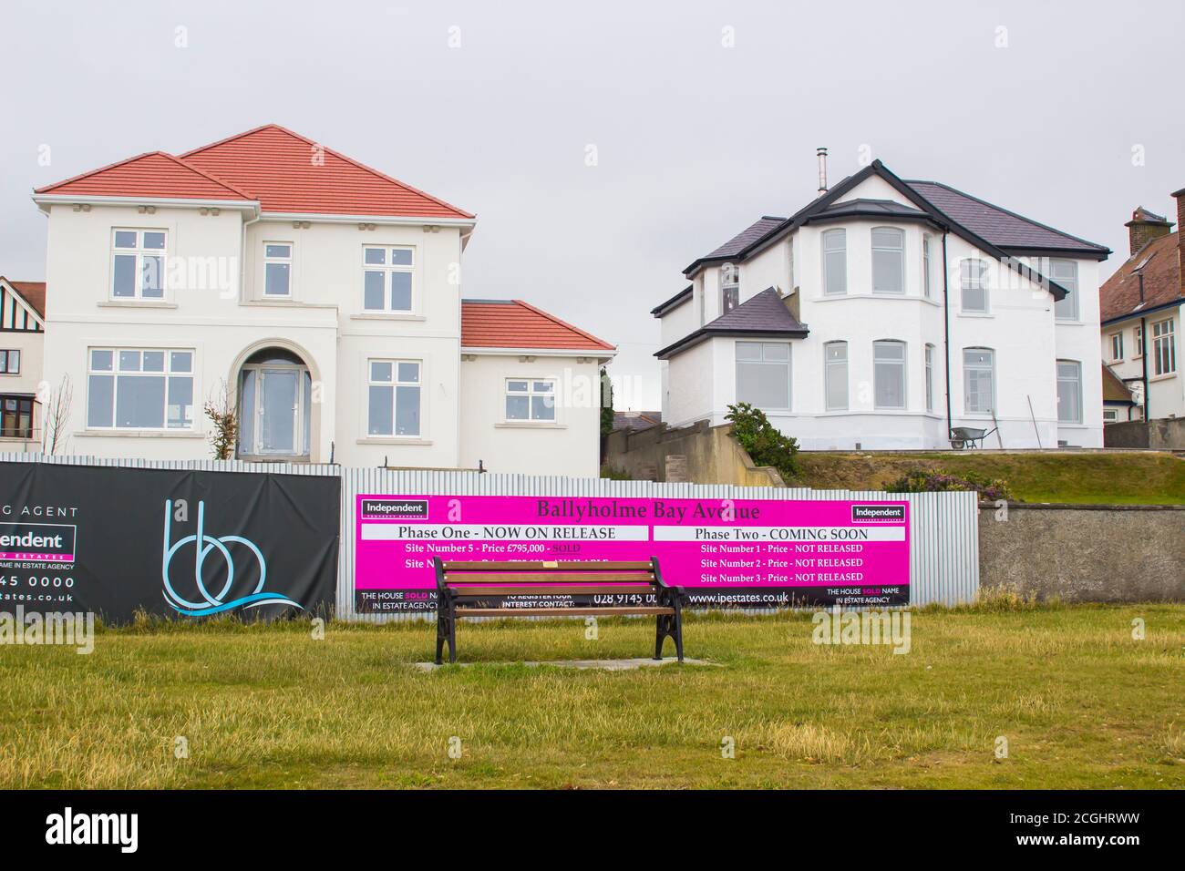 17 June 2020 Groomsport Road Bangor County Down Northern Ireland. Sea view uxury properties just completed as part of a small redevelopment programme Stock Photo