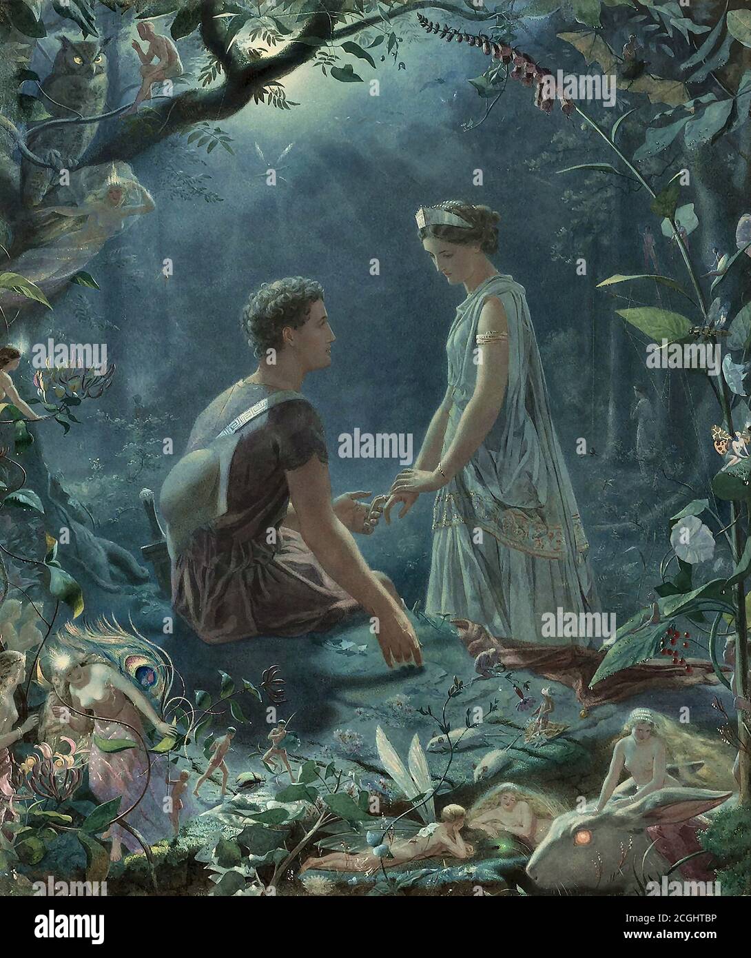 Simmons John - a Midsummer Night's Dream - Hermia and Lysander - British School - 19th  Century Stock Photo