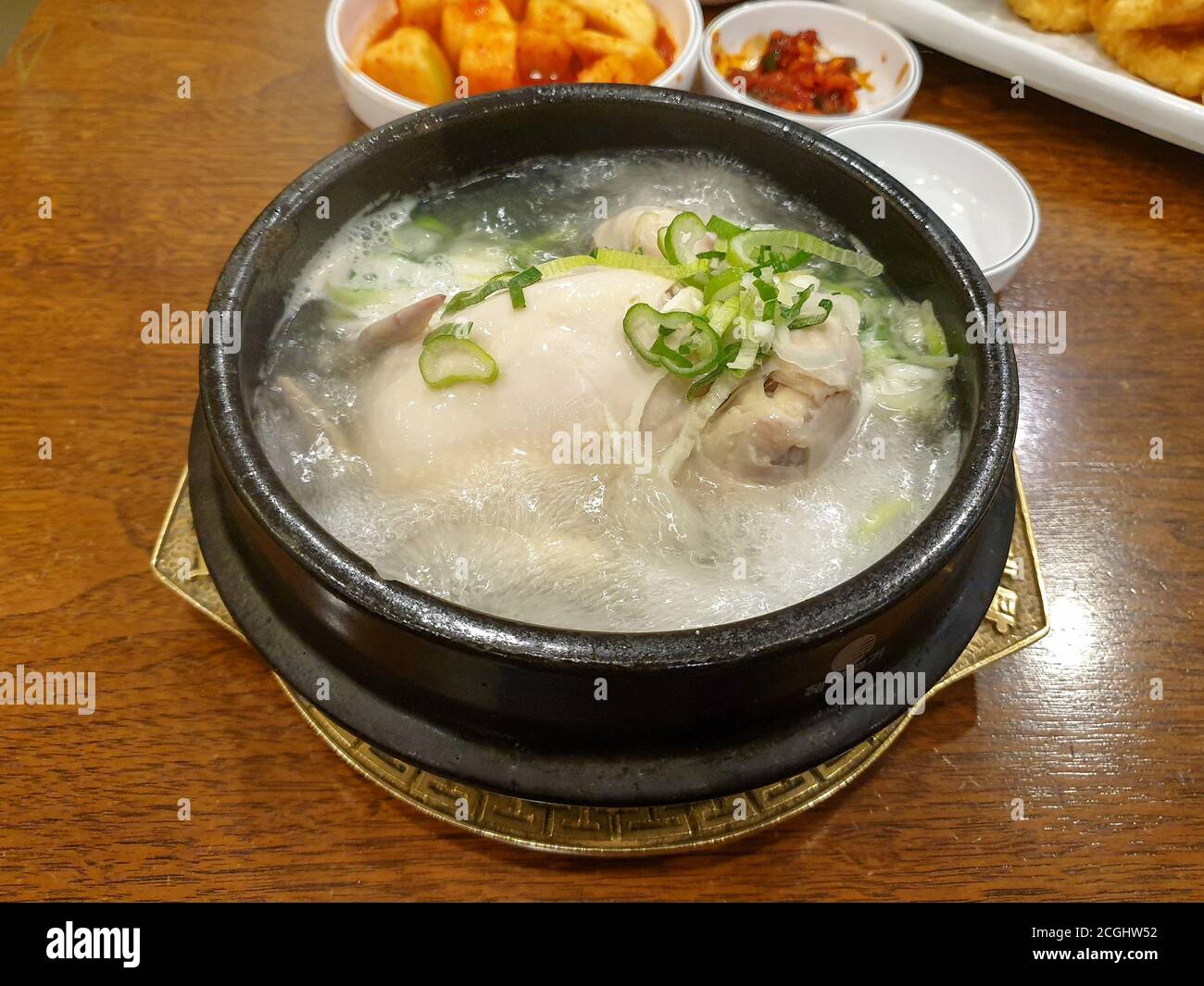 Samgyetang, or ginseng chicken soup. Korean traditional soup for body