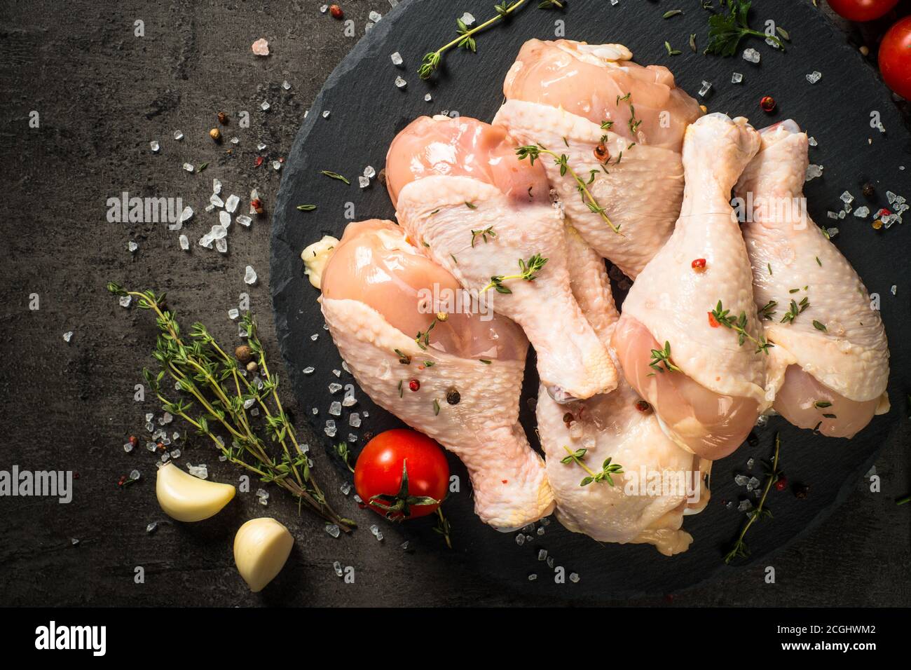 Chicken drumsticks with ingredients for cooking Stock Photo - Alamy