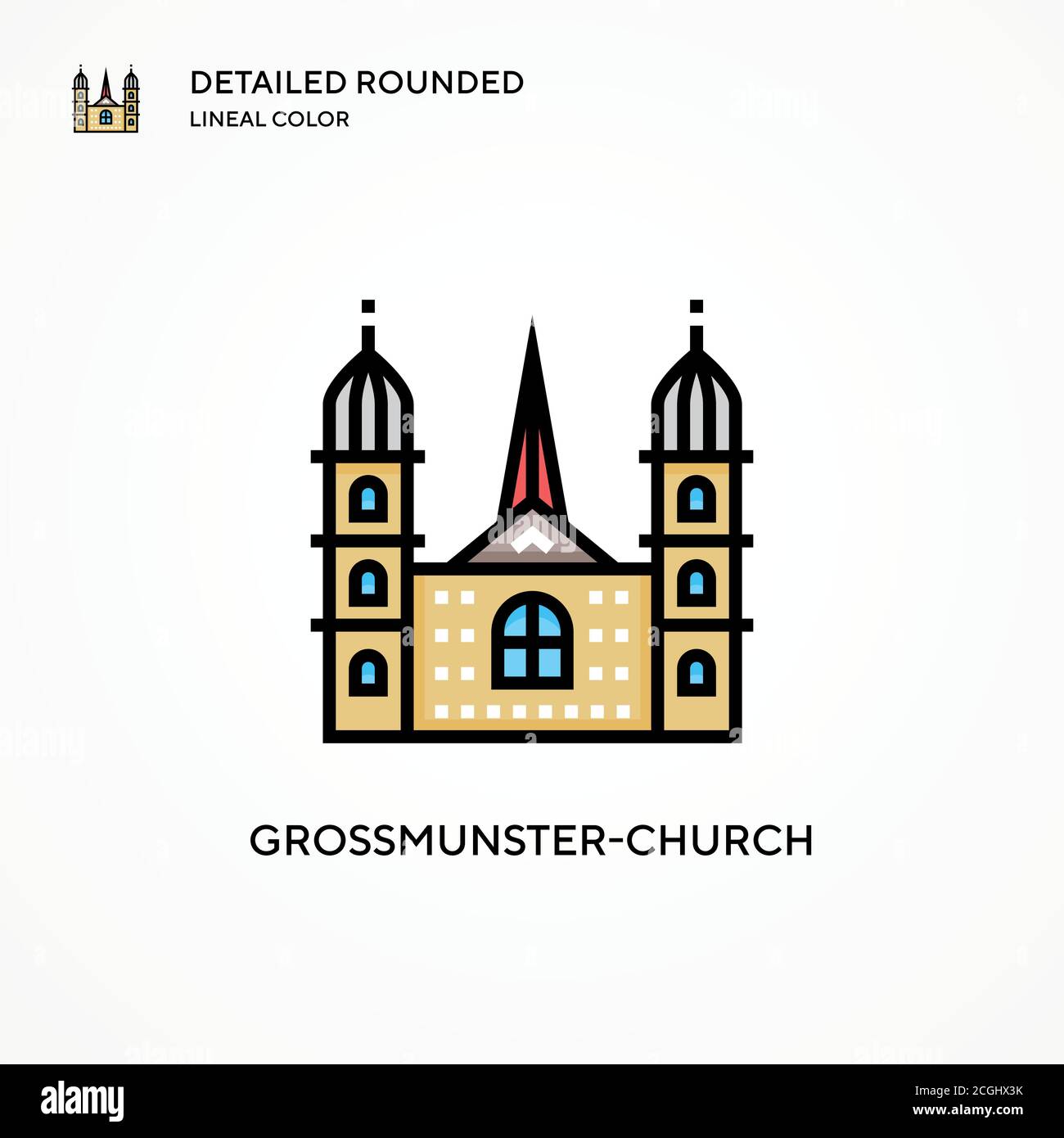 Grossmunster-church vector icon. Modern vector illustration concepts. Easy to edit and customize. Stock Vector