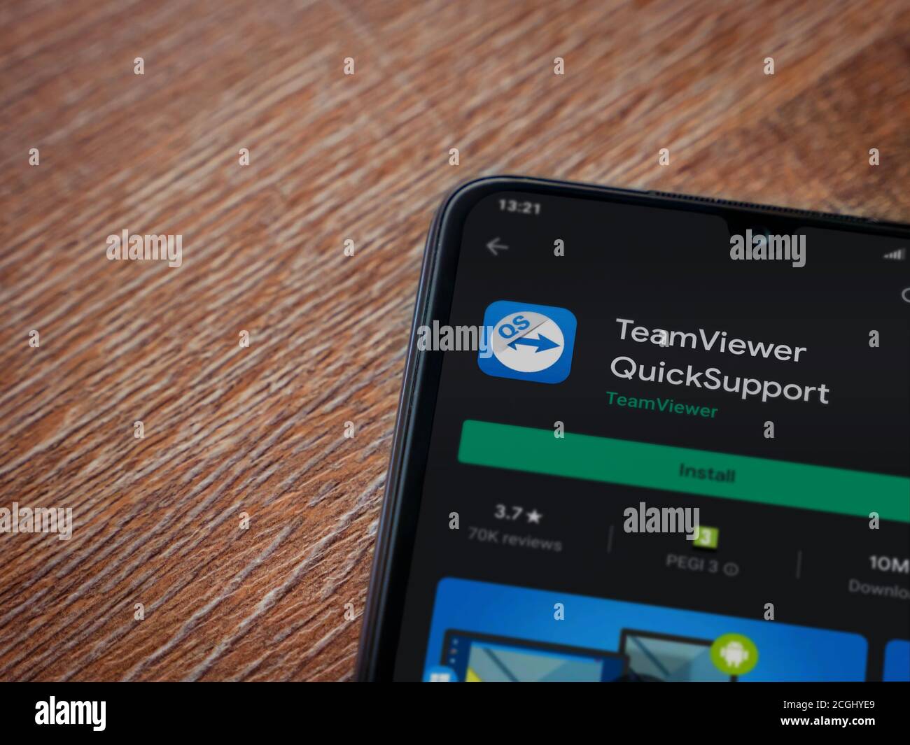 Lod, Israel - July 8, 2020: TeamViewer QuickSupport app play store page ...