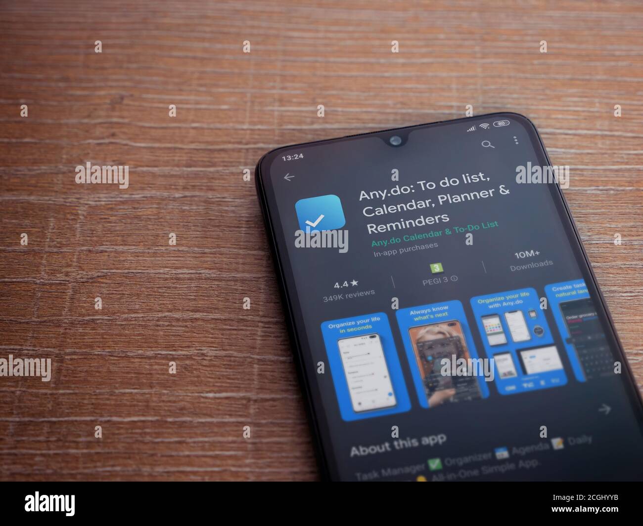 Lod, Israel - July 8, 2020: Any.Do app play store page on the display ...