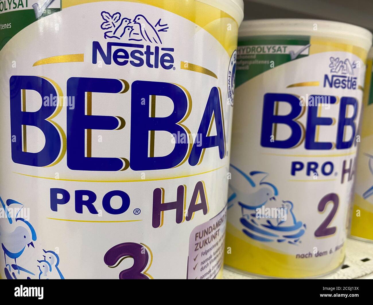 Viersen, Germany - July 9. 2020: View on isolated can nestle beba baby food  in shelf of german supermarket (focus on left can Stock Photo - Alamy