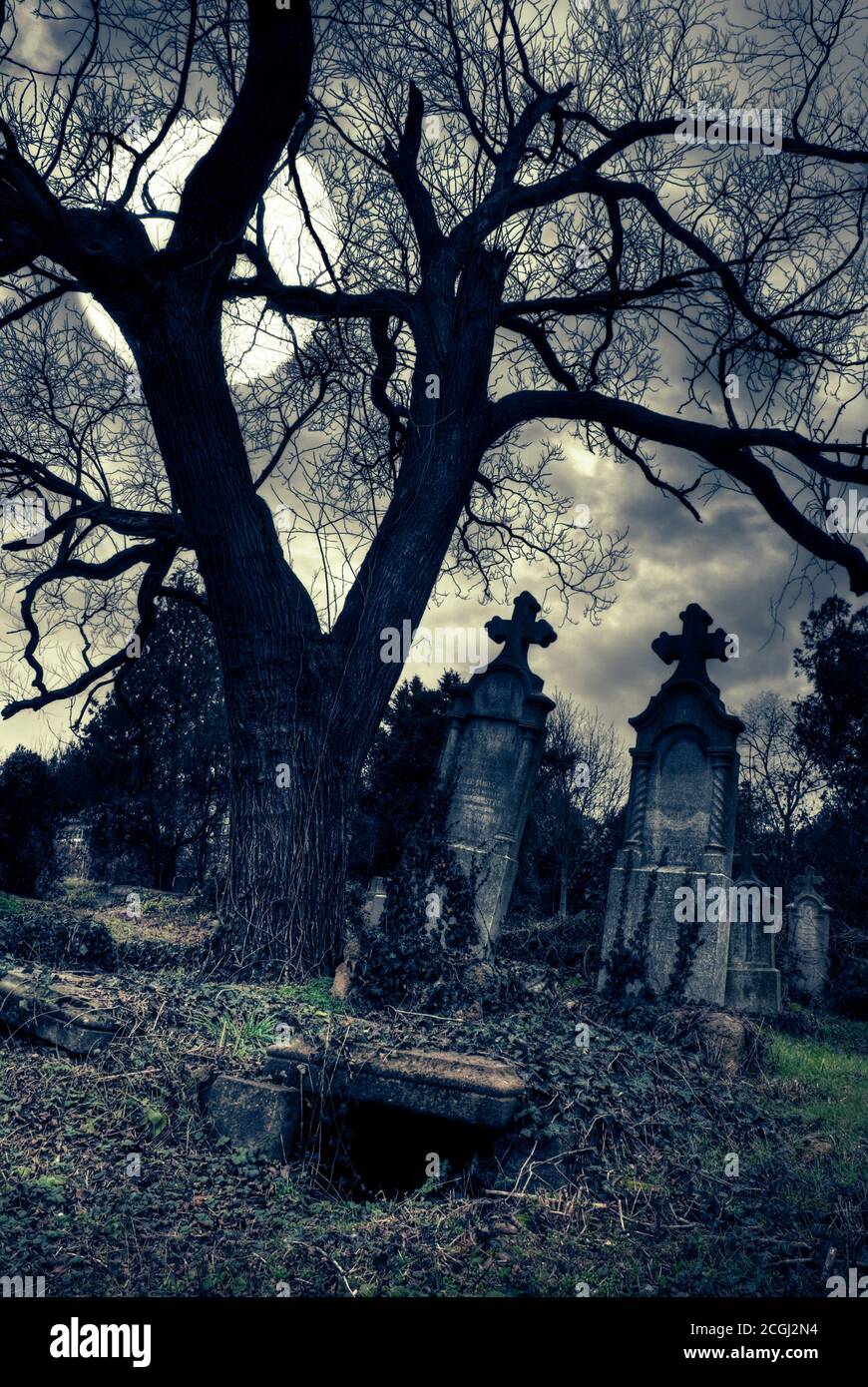 Gothic graveyard illustration hi-res stock photography and images - Alamy