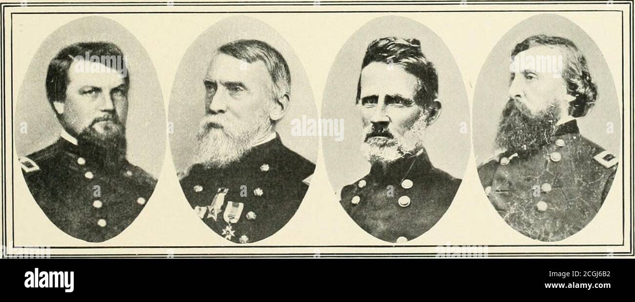 . The photographic history of the civil war.. . Ralph P. Buckland, Origi-nally Colonel of the 72dRegiment.. Benjamin Potts. Originally Charles G. Gilbert. Corps Jacob Amnien, Originally Thomas Smith. Originally Colonel of the 32d Commander at Perry- Colonel of the 24th Ohio; Colonel of the 54th Regiment. ville under Gen. Buell. Led a Brigade at Shiloh. Regiment. Jfirst (Eorps—Armu uf tije ©Ilia Its last regiments were mustered out on January8, 1866. In February, 1865, it numbered aboutfourteen thousand troops. Major-General Godfrey Weitzee (U.S.M.A. 1855) was born in Cincinnati, Ohio, November Stock Photo