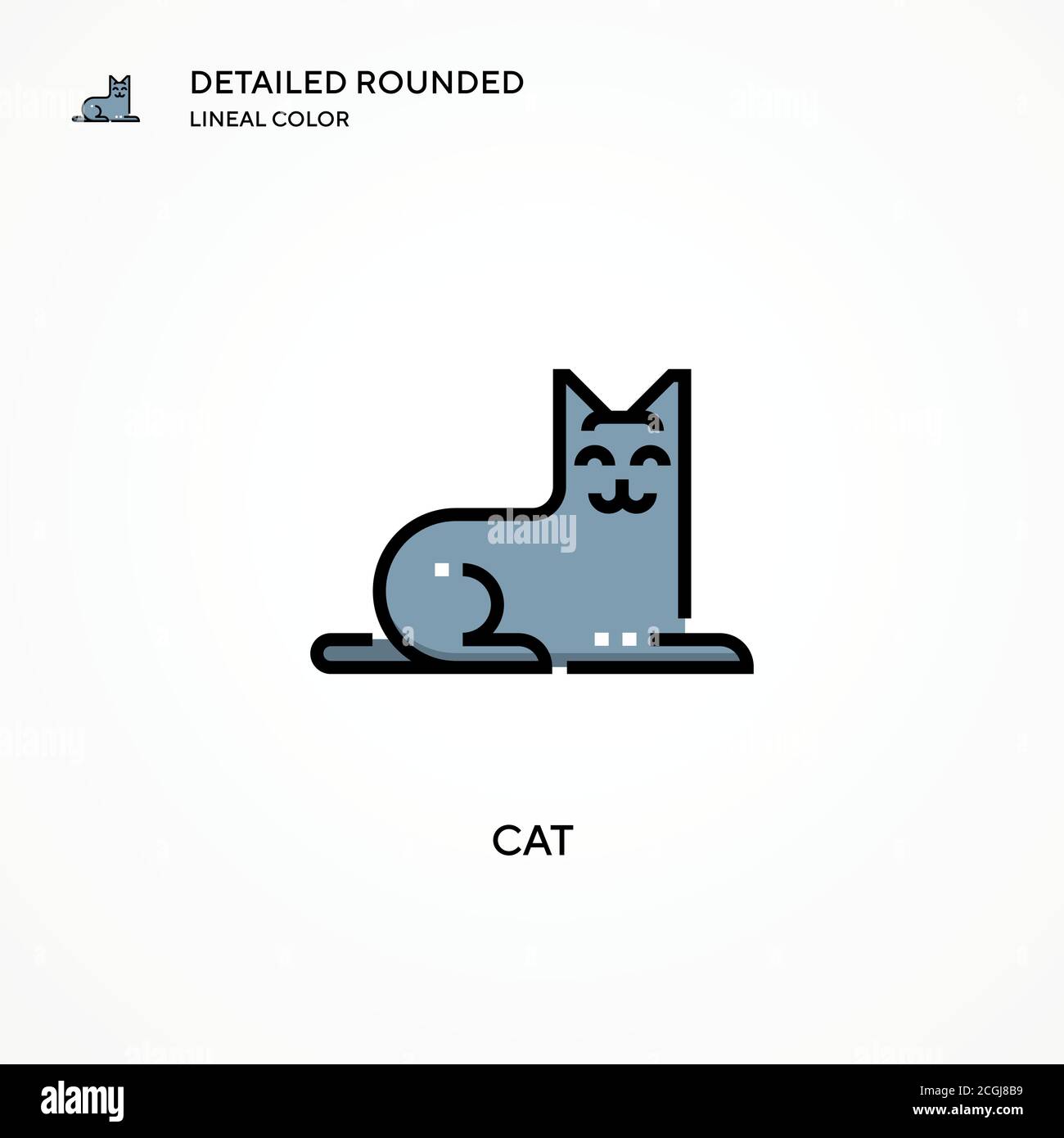 Cat Detailed Rounded Lineal color icon