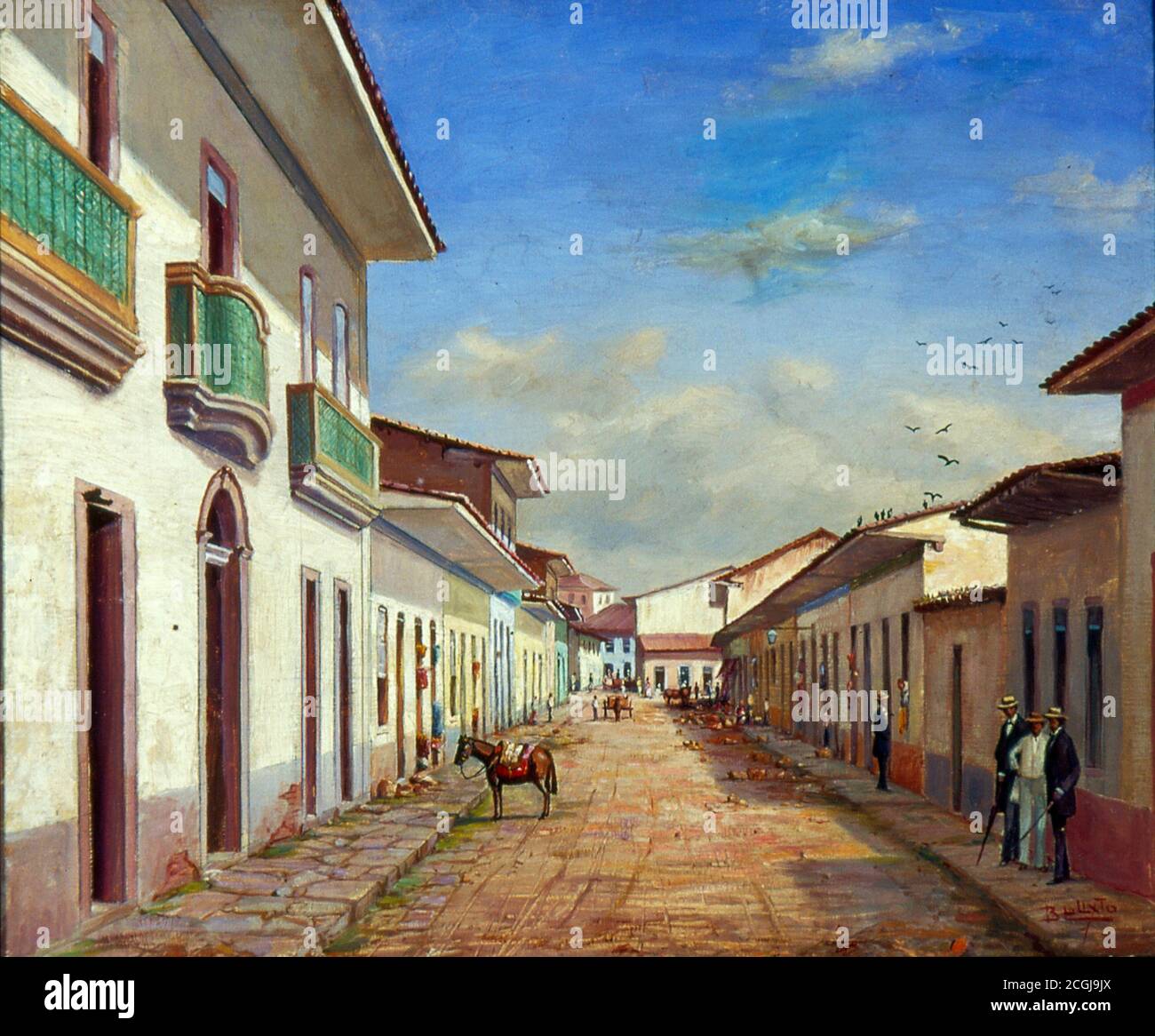 Title: Rua da Quitanda Creator: Benedito Calixto de Jesus Date:  1858 Dimensions: 51 x 60.6 cm Medium: Oil on canvas Location: Museu Paulista da USP Stock Photo