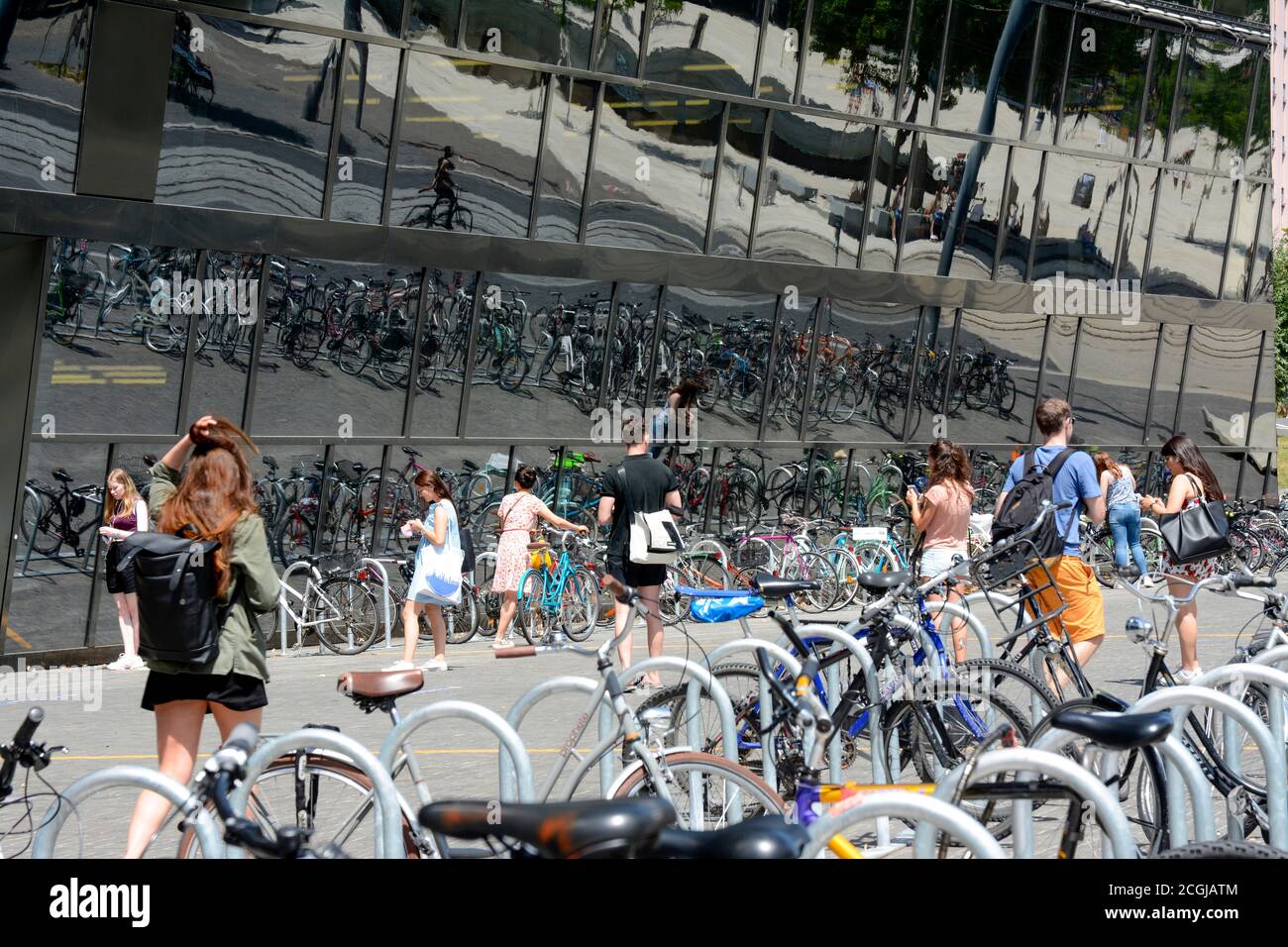 Freiburg im Breisgau, university library, entrance with bicycle parking spaces Stock Photo Alamy