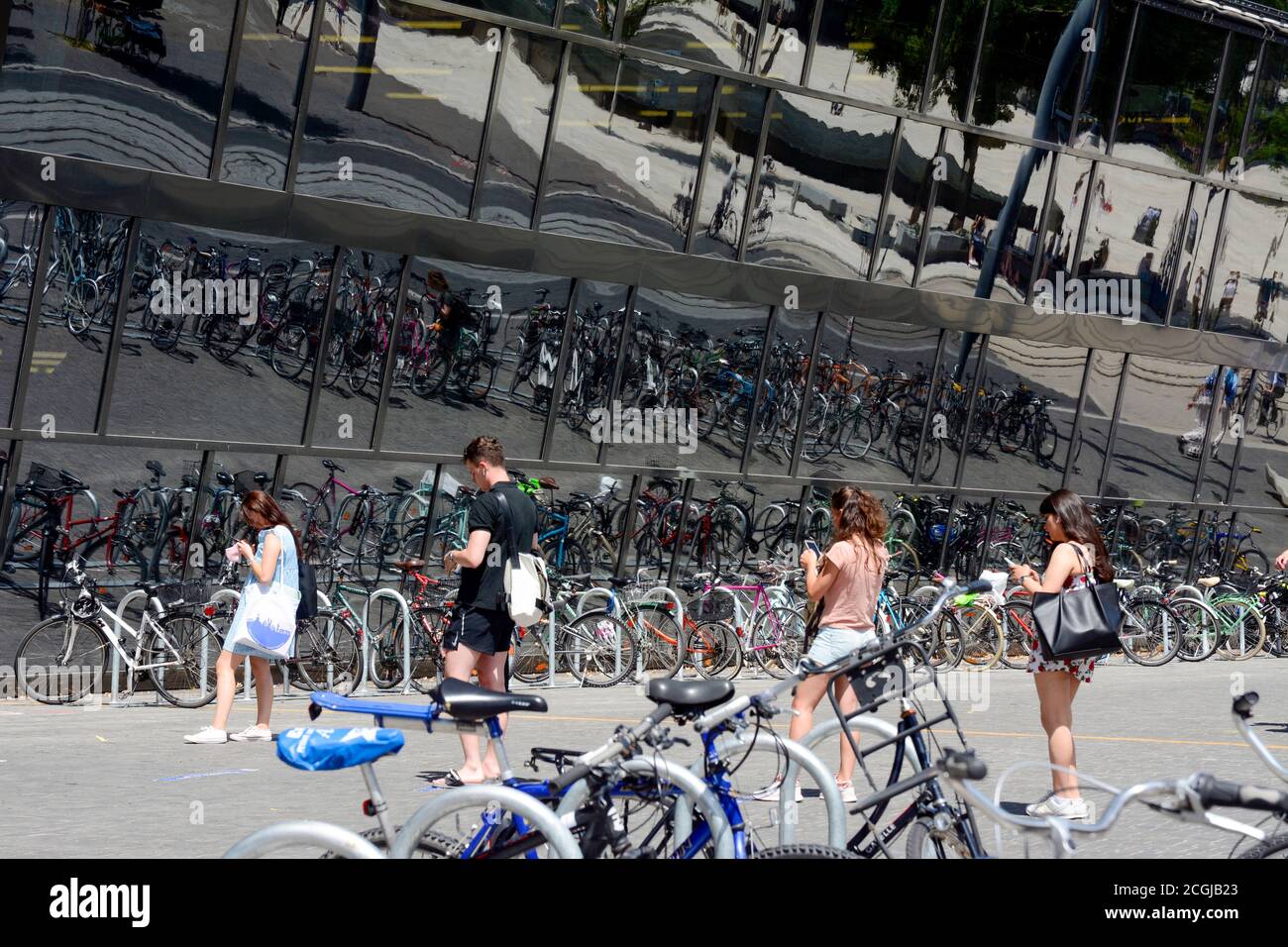 Freiburg im Breisgau, university library, entrance with bicycle parking spaces Stock Photo Alamy
