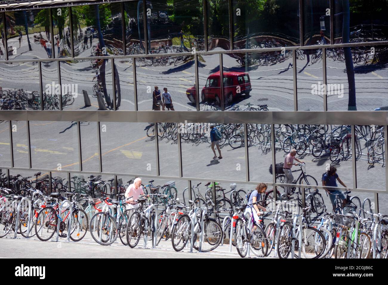 Freiburg im Breisgau, university library, entrance with bicycle parking spaces Stock Photo Alamy
