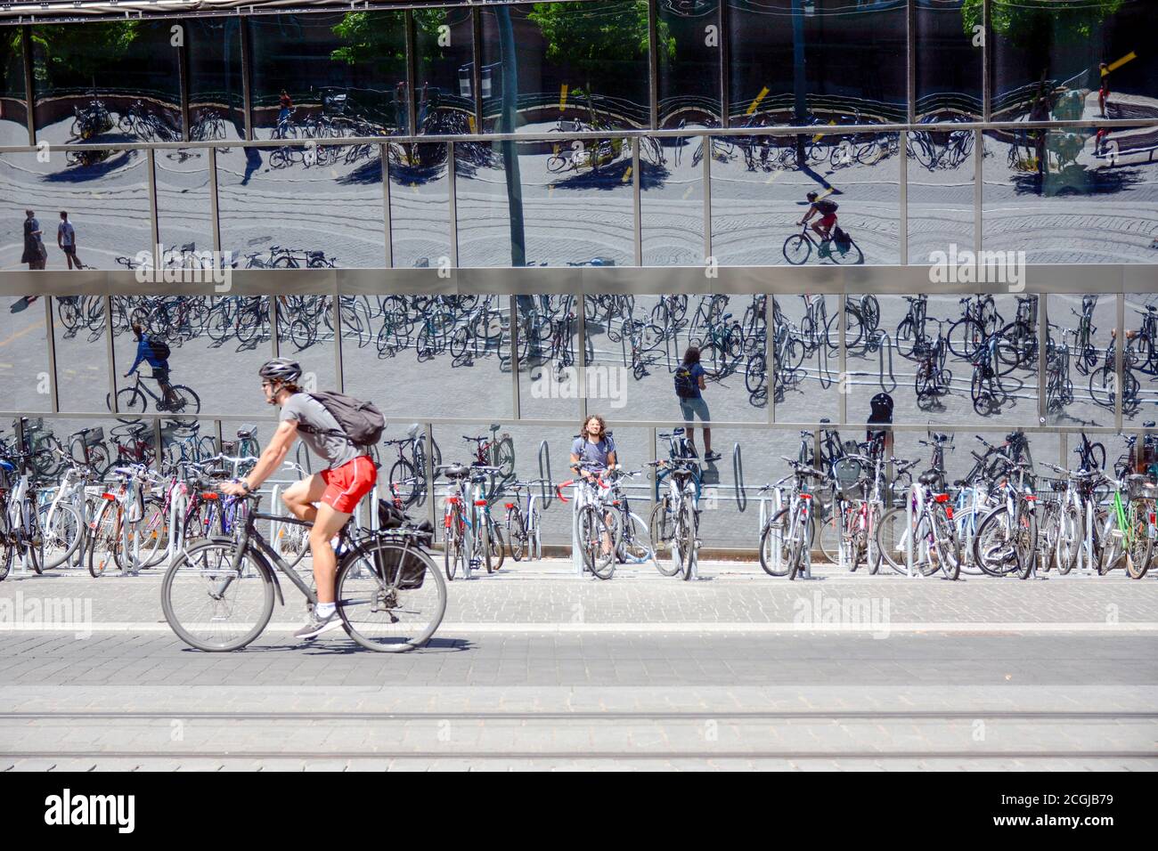 Freiburg im Breisgau, university library, entrance with bicycle parking spaces Stock Photo Alamy