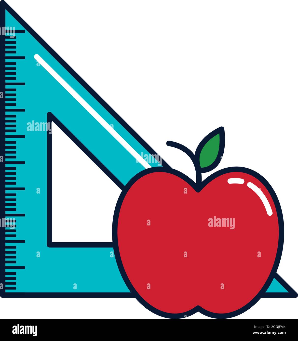 triangle ruler and apple, line and fill style icon Stock Vector Image ...