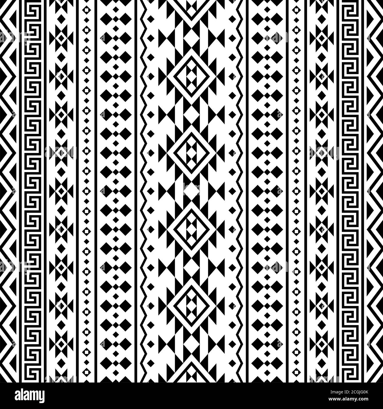 Aztec ethnic pattern texture design background in black white color ...