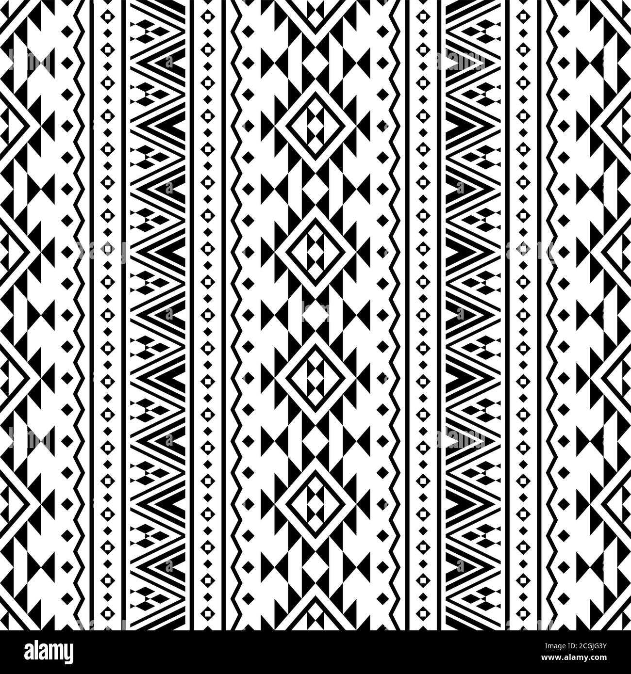 Seamless ethnic pattern texture background design vector in black white ...