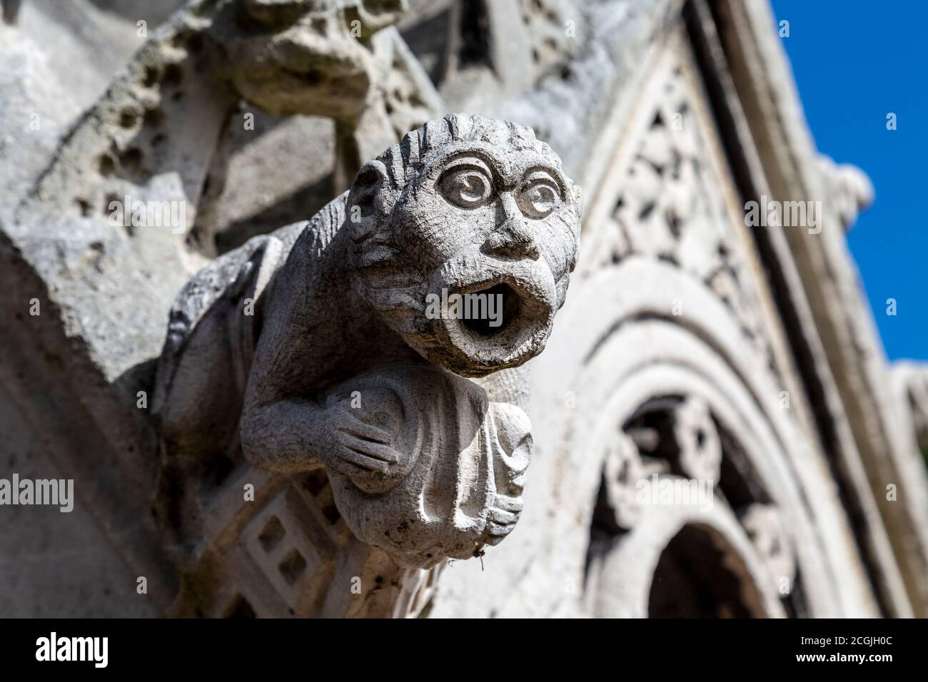 Ornate detail of a monkey on a the tomb of Charles Spencer Ricketts, naval commander under Lord Nelson at Kensal Green Cemetery, London, UK Stock Photo