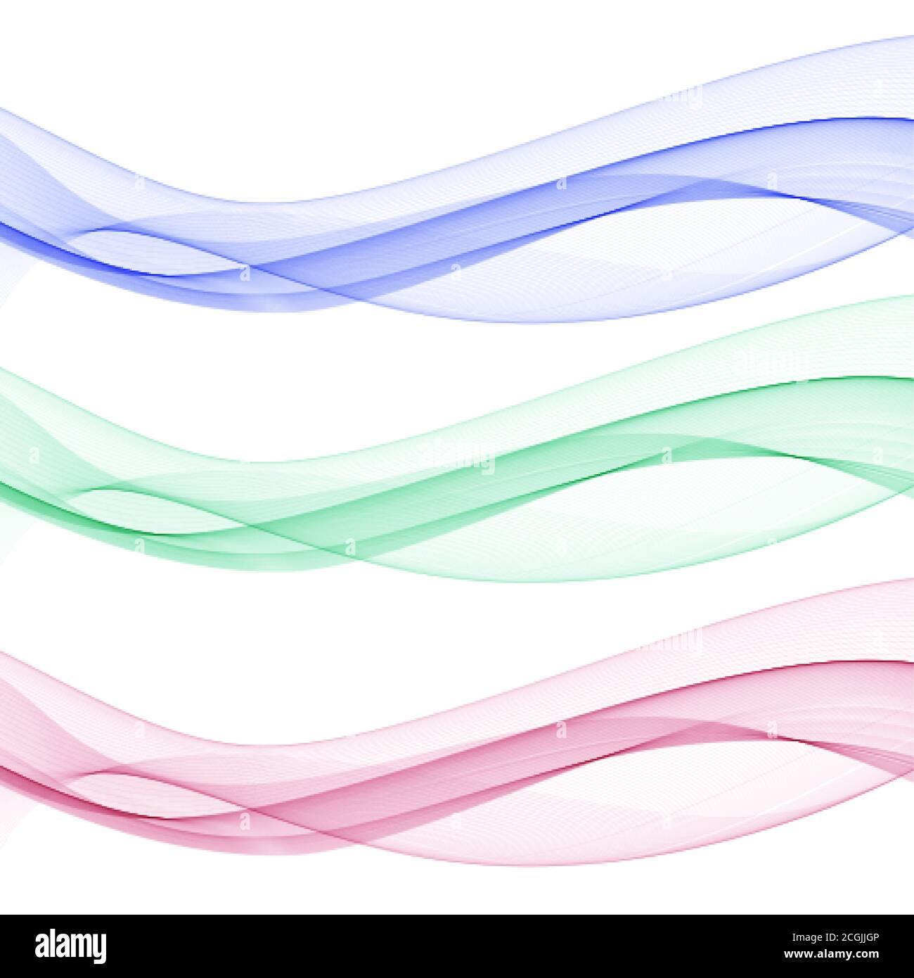 Set of colored waves. Green, blue and red lines. Abstract vector layout ...