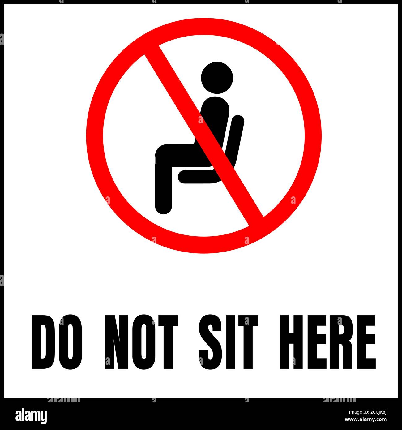 Do not sit here sign for public places to encourage social distancing. Stock Vector