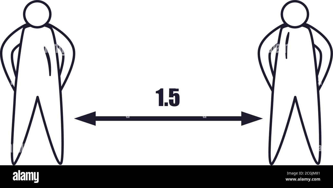 social distancing between two persons line style icon design of medical ...