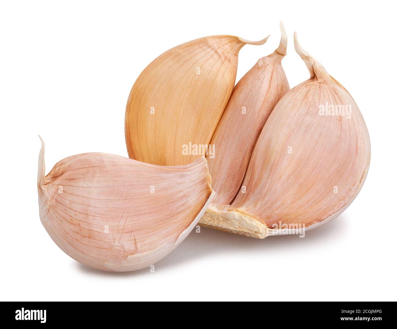 peeled garlic cloves isolated on white background Stock Photo