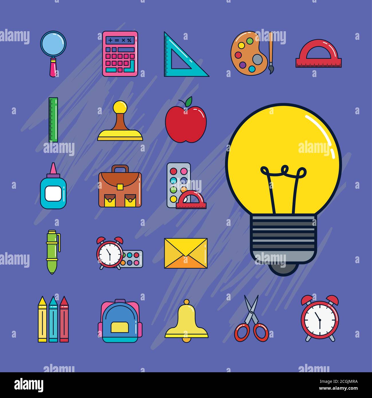 set icons, school education, line and fill style Stock Vector Image ...
