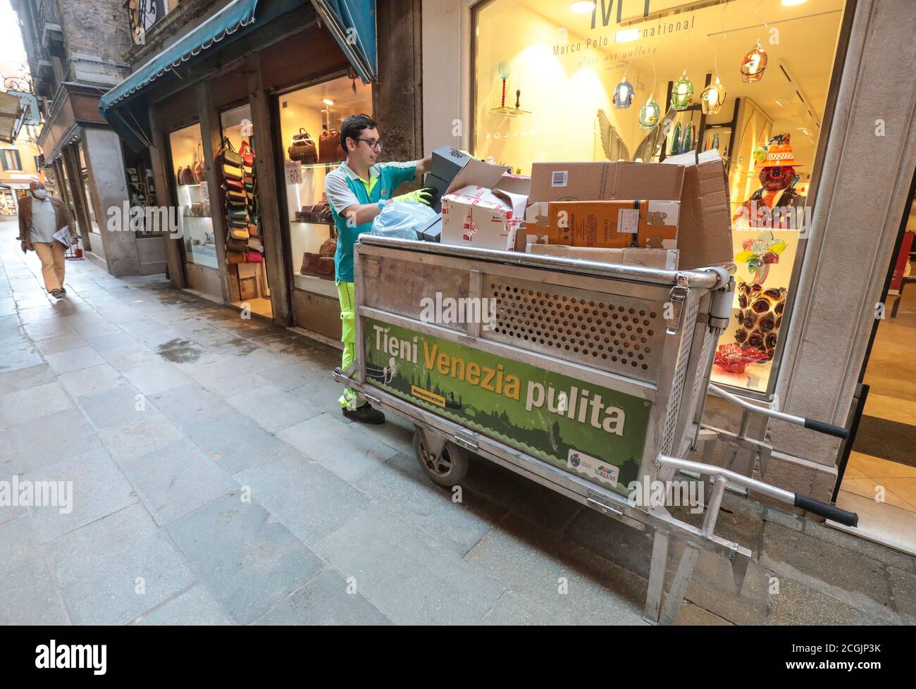 GARBAGE COLLECTION IN VENICE, ITALY Stock Photo Alamy