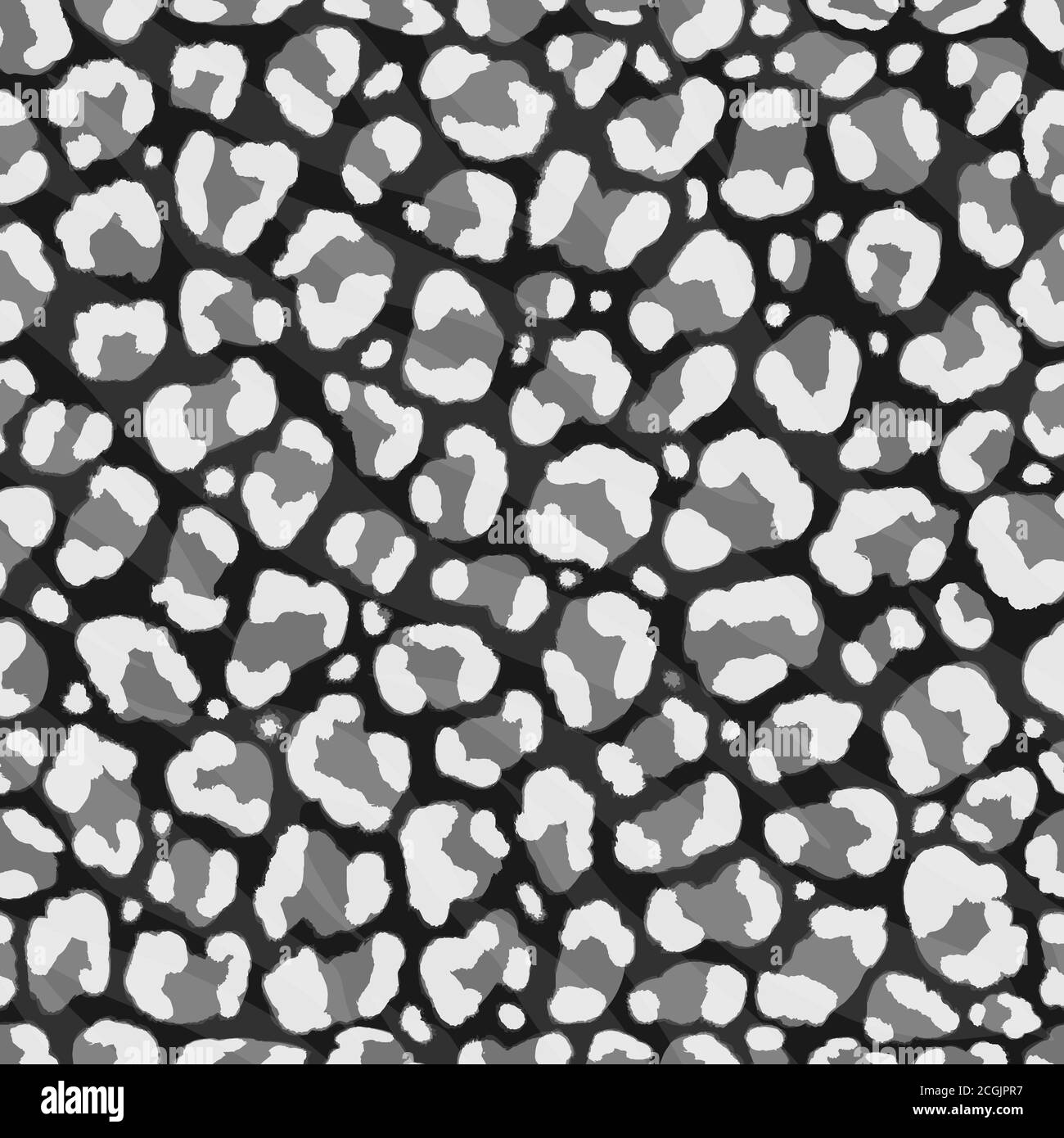Seamless snowy leopard, ocelot or wild cat fur pattern print Stock