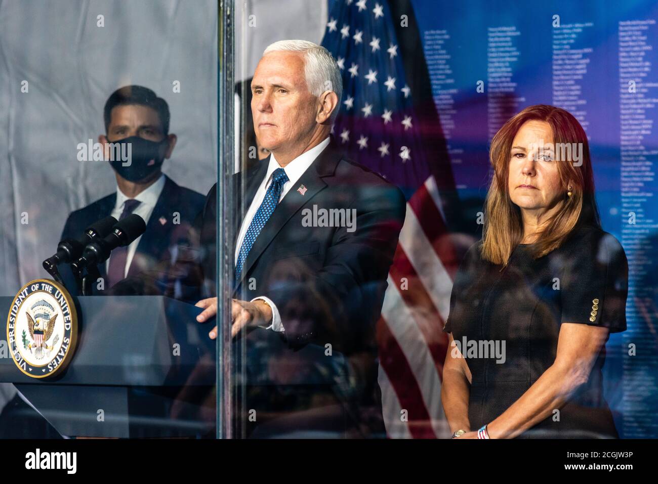 Vice President Mike Pence and Second Lady Karen Pence attend the Tunnel To Towers Foundation's 9/11 Memorial in Zuccotti Park in New York City on September 11, 2020. (Photo by Gabriele Holtermann/Sipa USA) Credit: Sipa USA/Alamy Live News Stock Photo