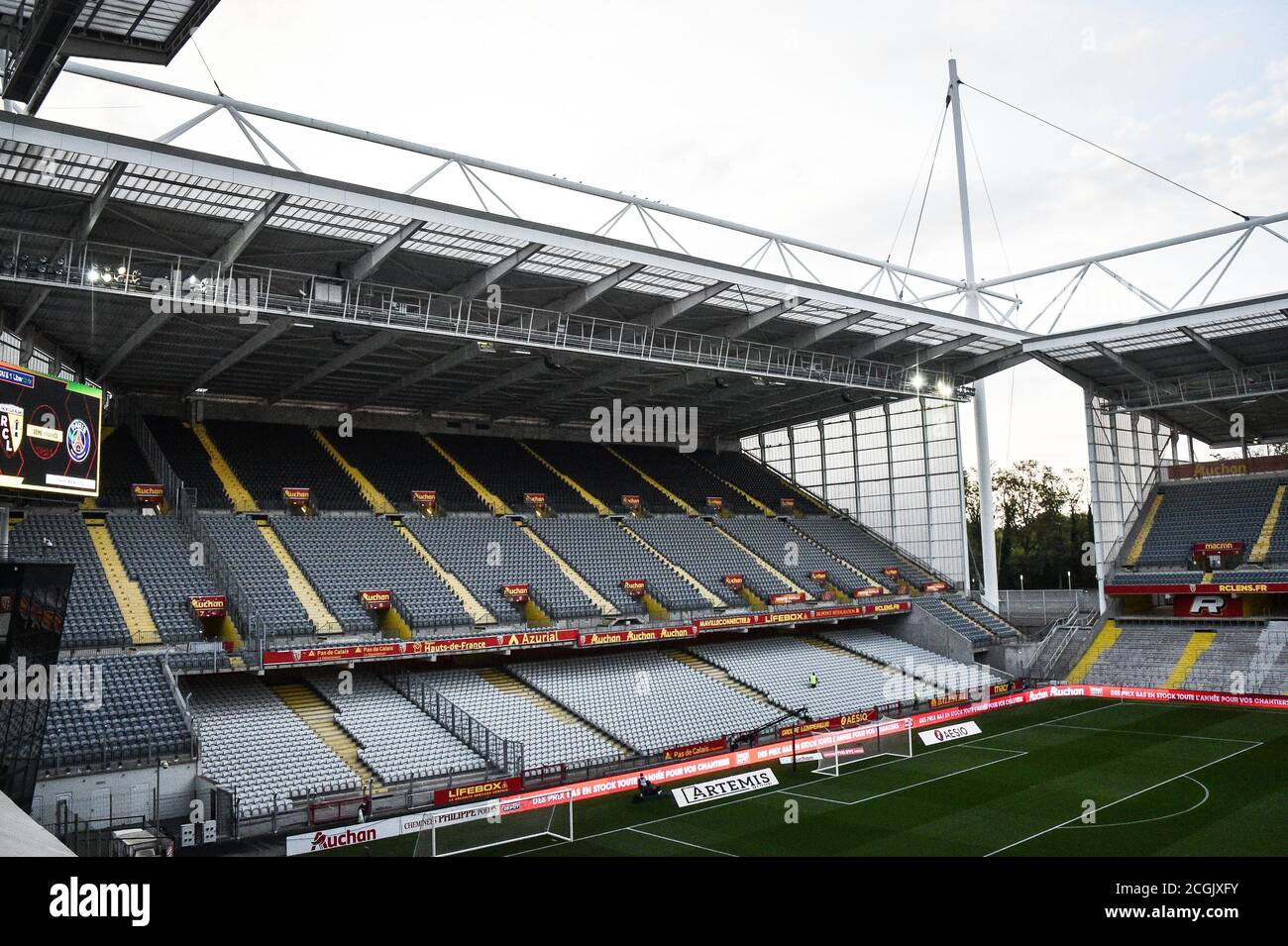 Illustration of Stadium Bollaert Delelis during the French championship Ligue 1 football match between RC Lens and Paris Saint-Germain on September 10 Stock Photo