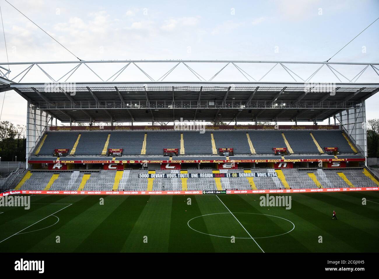 Illustration of Stadium Bollaert Delelis during the French championship Ligue 1 football match between RC Lens and Paris Saint-Germain on September 10 Stock Photo