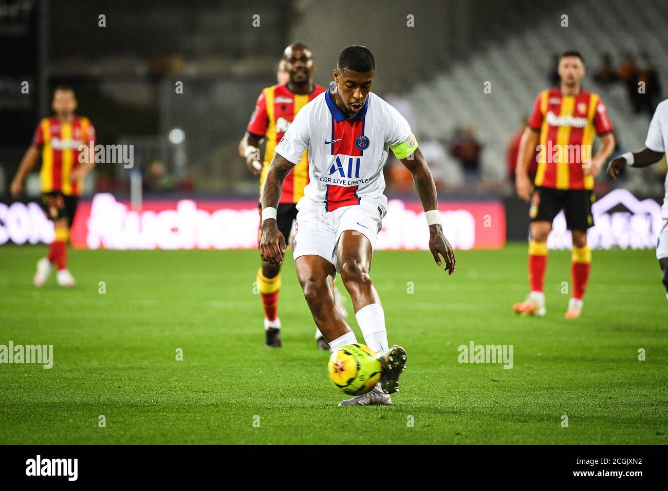 Presnel KIMPEMBE of PSG during the French championship Ligue 1 football match between RC Lens and Paris Saint-Germain on September 10, 2020 at Bollaer Stock Photo