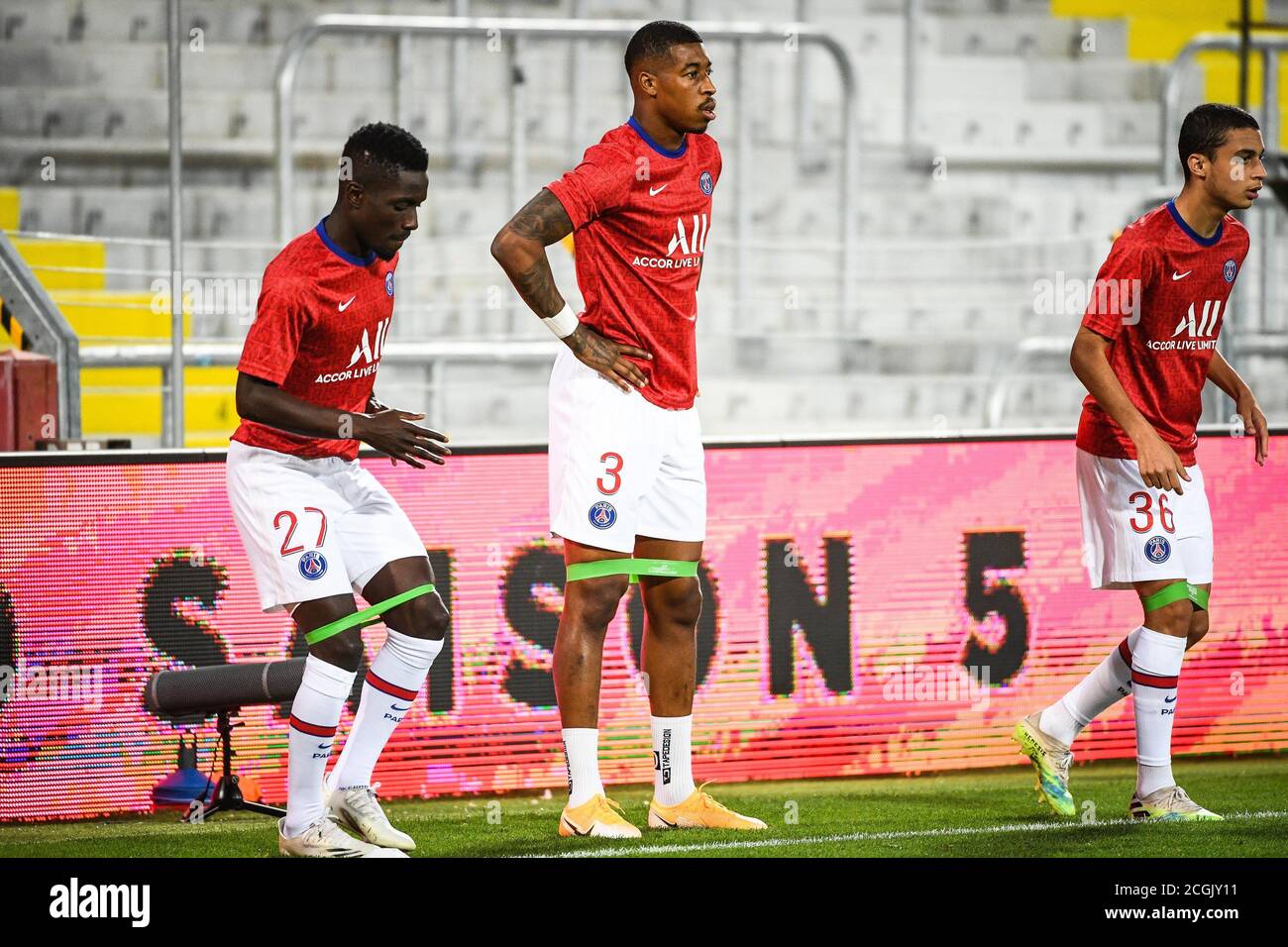 Presnel KIMPEMBE of PSG during the French championship Ligue 1 football match between RC Lens and Paris Saint-Germain on September 10, 2020 at Bollaer Stock Photo