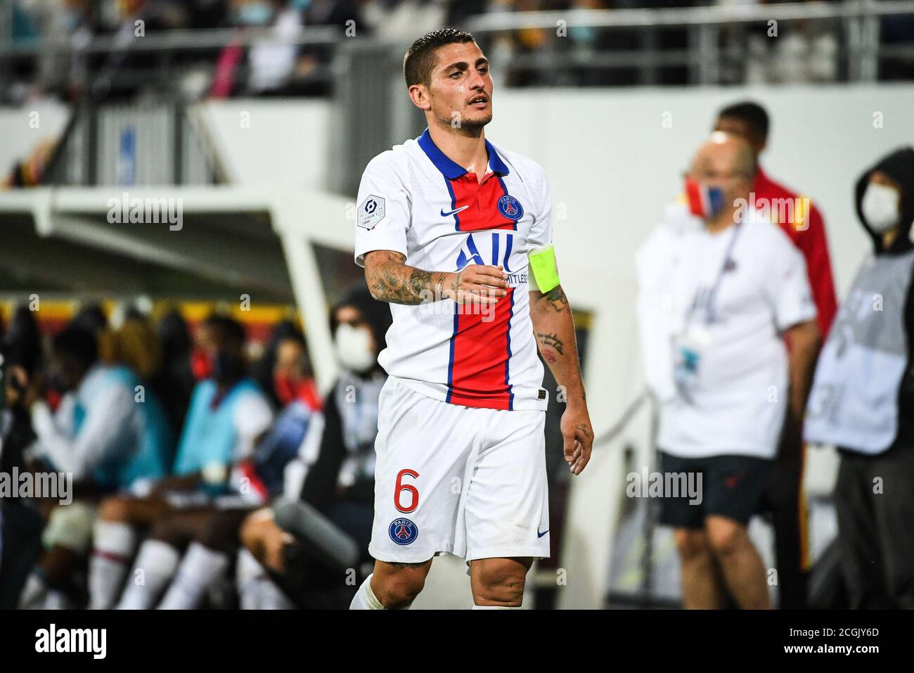 Marco VERRATTI of PSG during the French championship Ligue 1 football match between RC Lens and Paris Saint-Germain on September 10, 2020 at Bollaert Stock Photo
