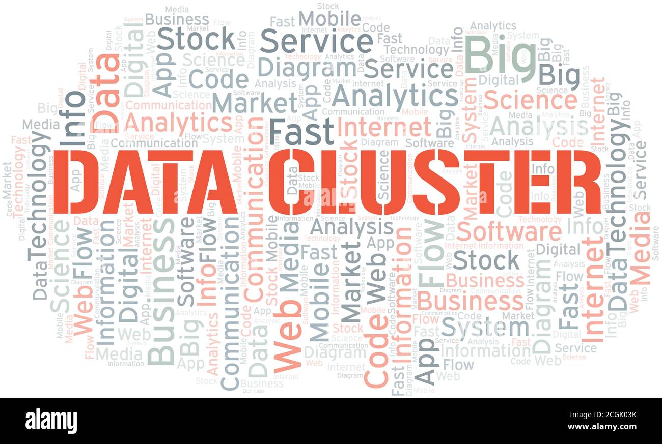 Data Cluster vector word cloud, made with the text only Stock Vector ...