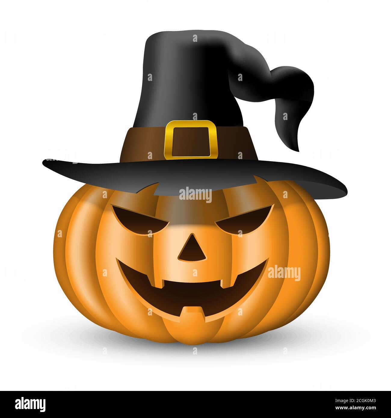 Halloween pumpkin in witch hat isolated on white background. Vector ...