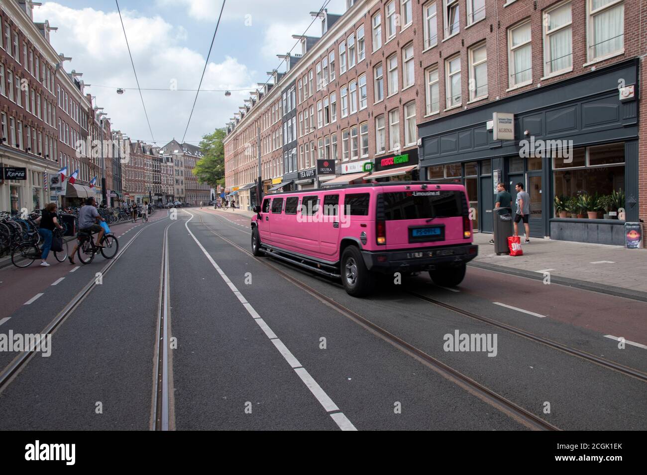Pink Giant Limousine At Amsterdam The Netherlands 15-8-2020 Stock Photo