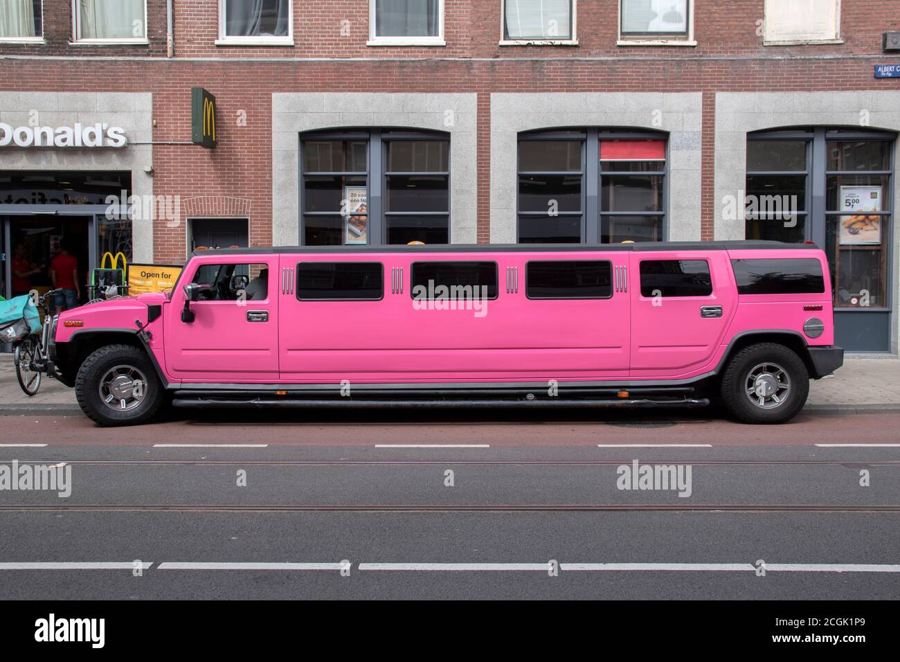Pink Giant Limousine At Amsterdam The Netherlands 15-8-2020 Stock Photo