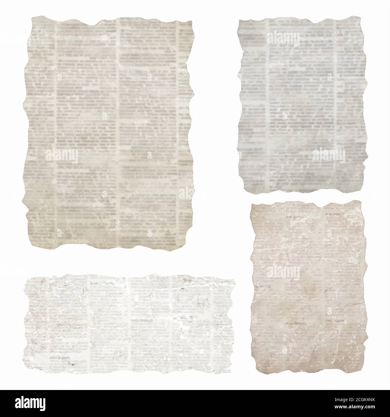 Set of torn newspaper pieces isolated on white background. Old grunge  newspapers textured paper collection. Newsprint typed vintage sheets.  Unreadable Stock Vector Image & Art - Alamy