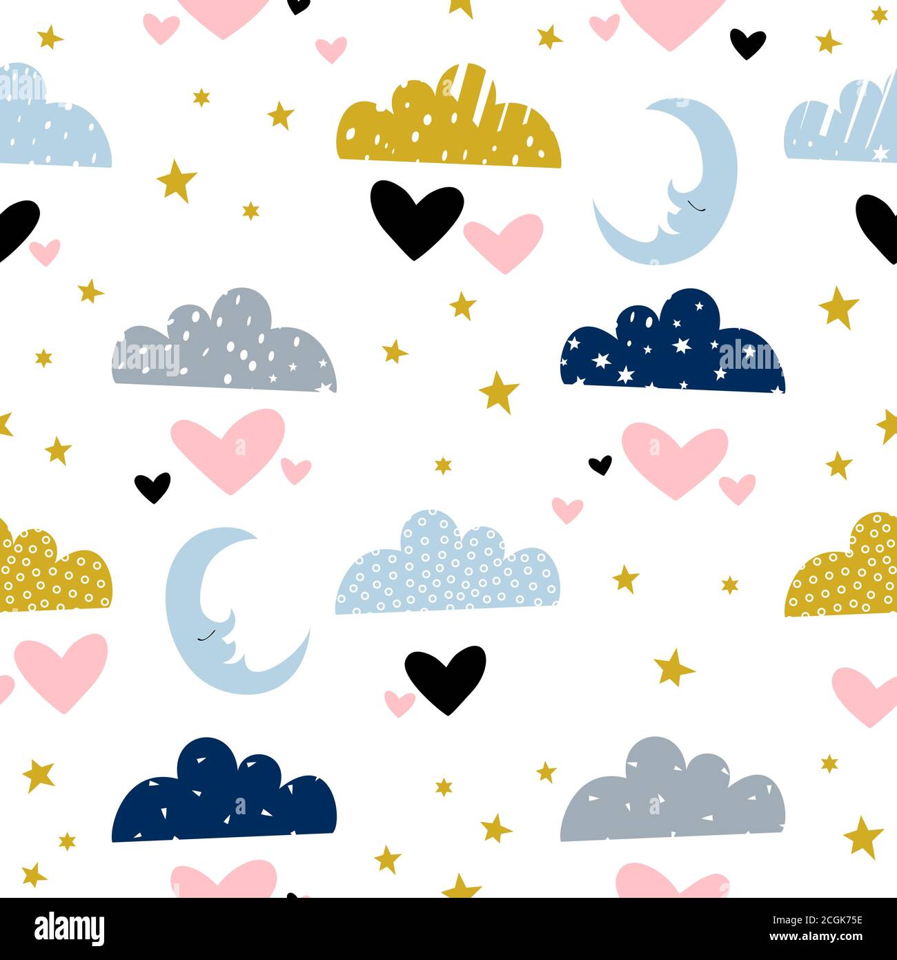 Seamless moon and clouds pattern vector illustration Stock Vector Image ...