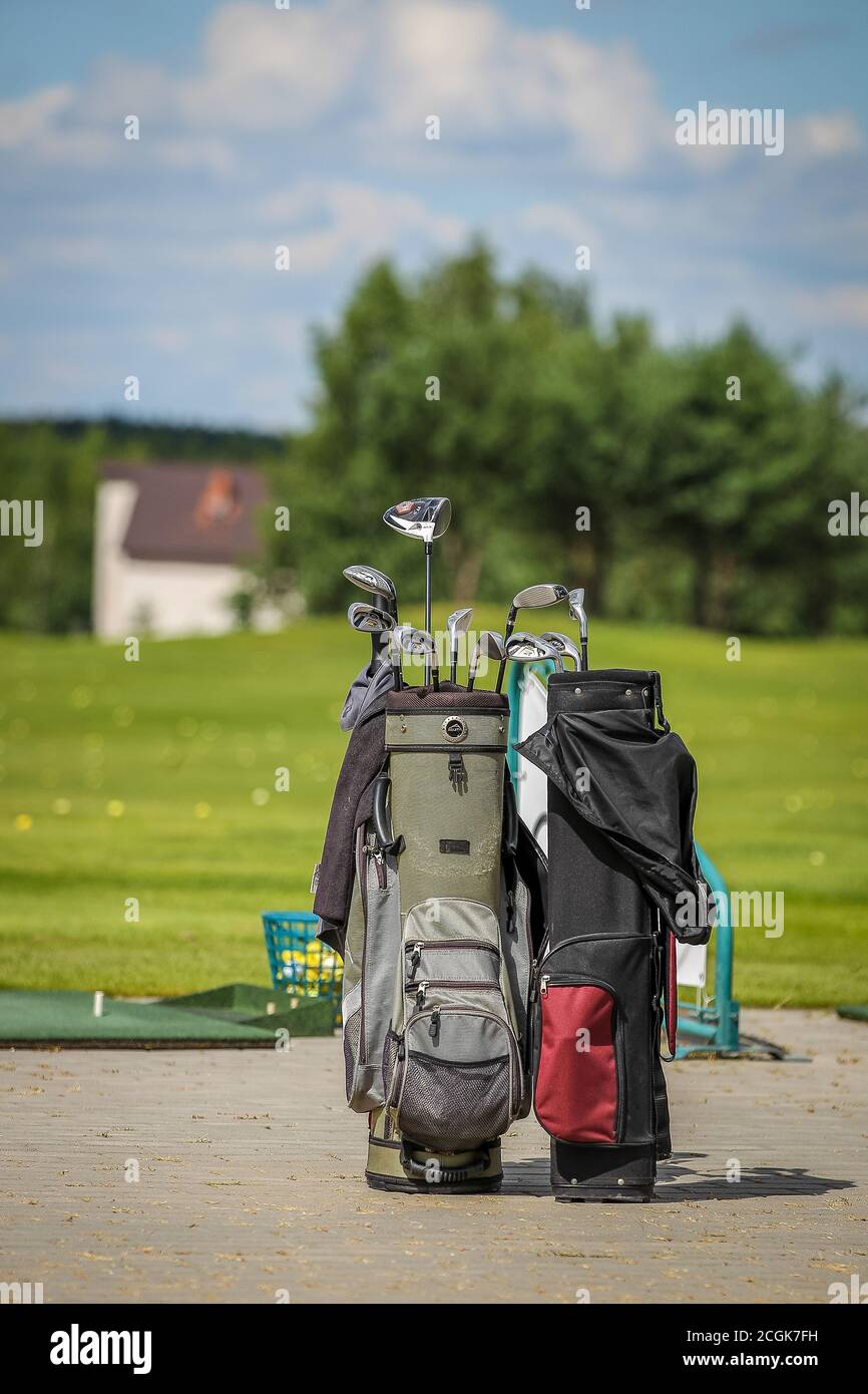 The Golf bag and equipment Stock Photo Alamy