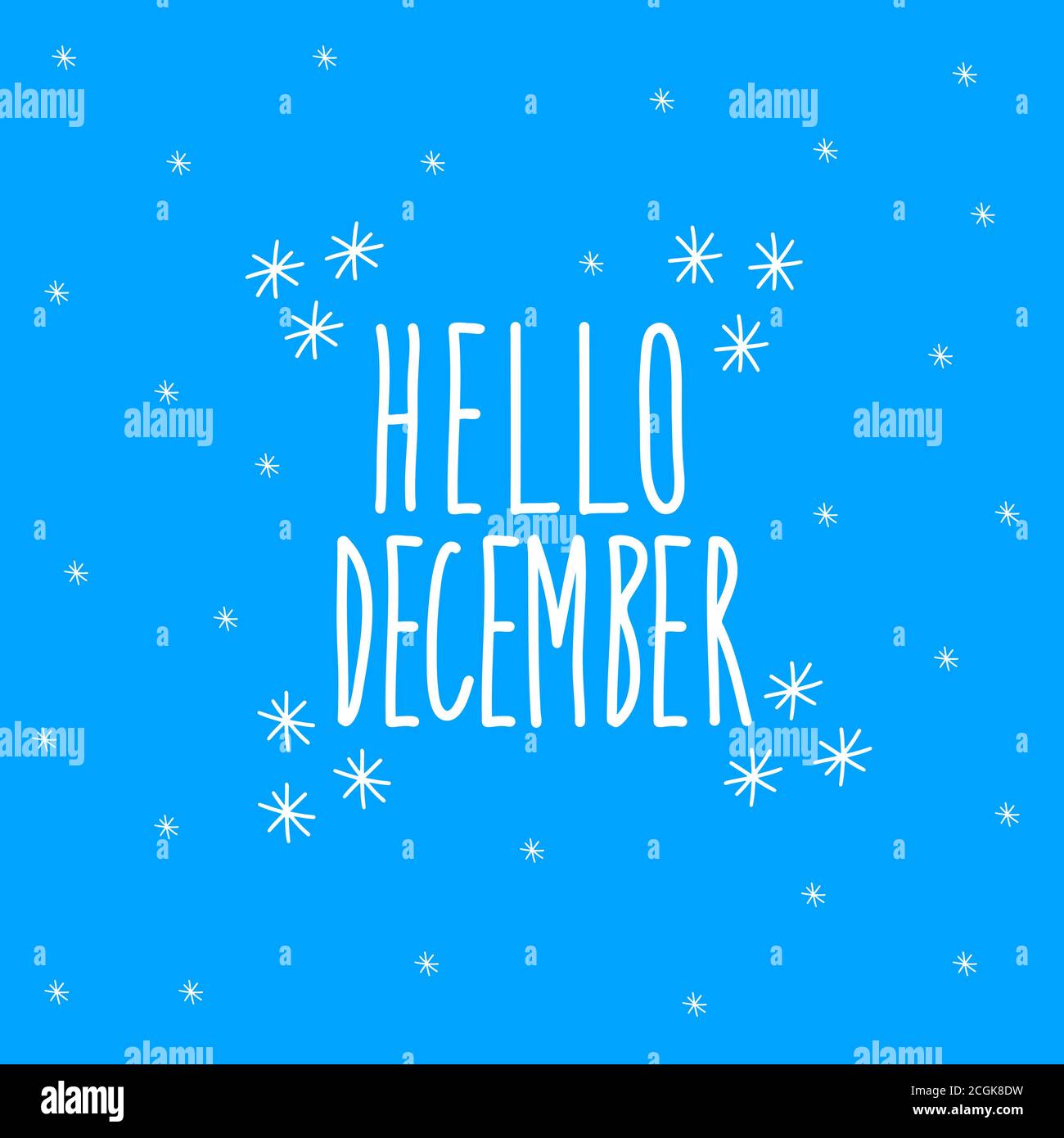 Hello december. Lettering on a blue background. Vector stock