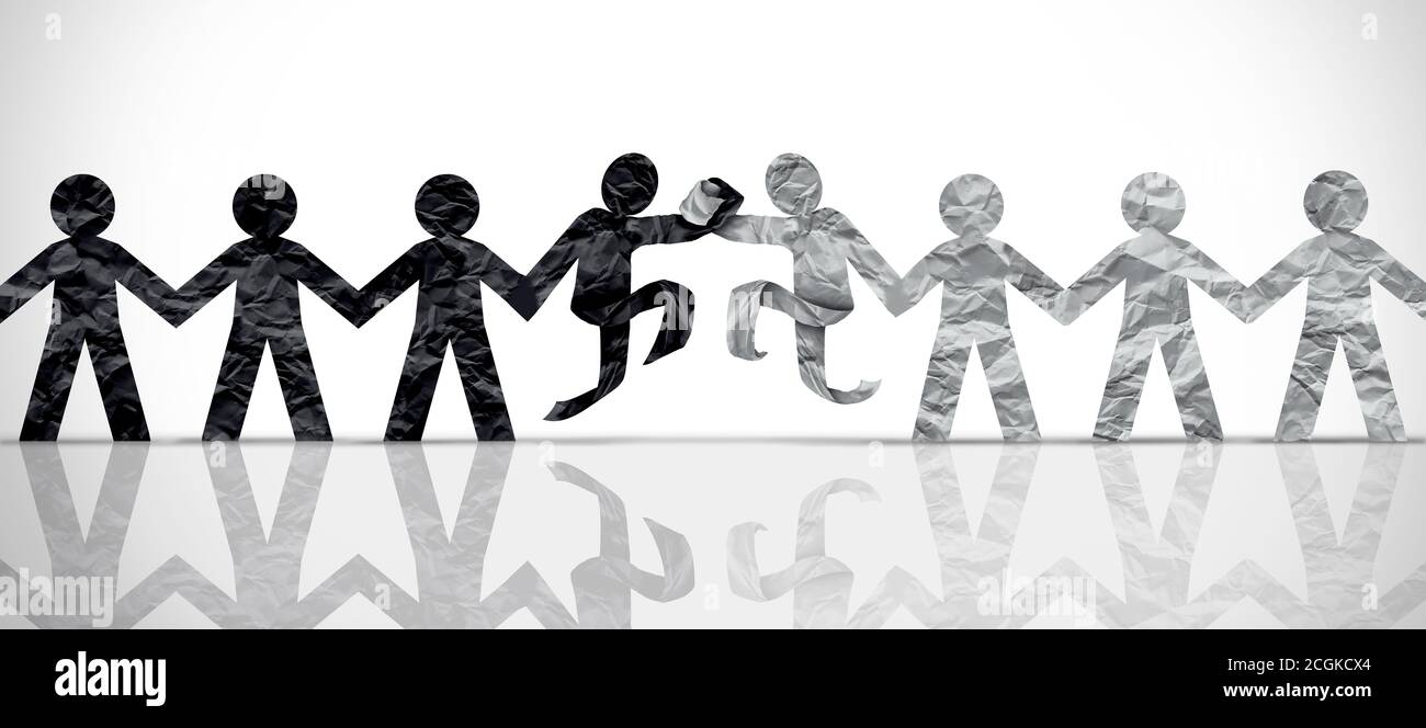 Black and white working together holding hands as a symbol for acceptance and racial justice and equal rights. Stock Photo