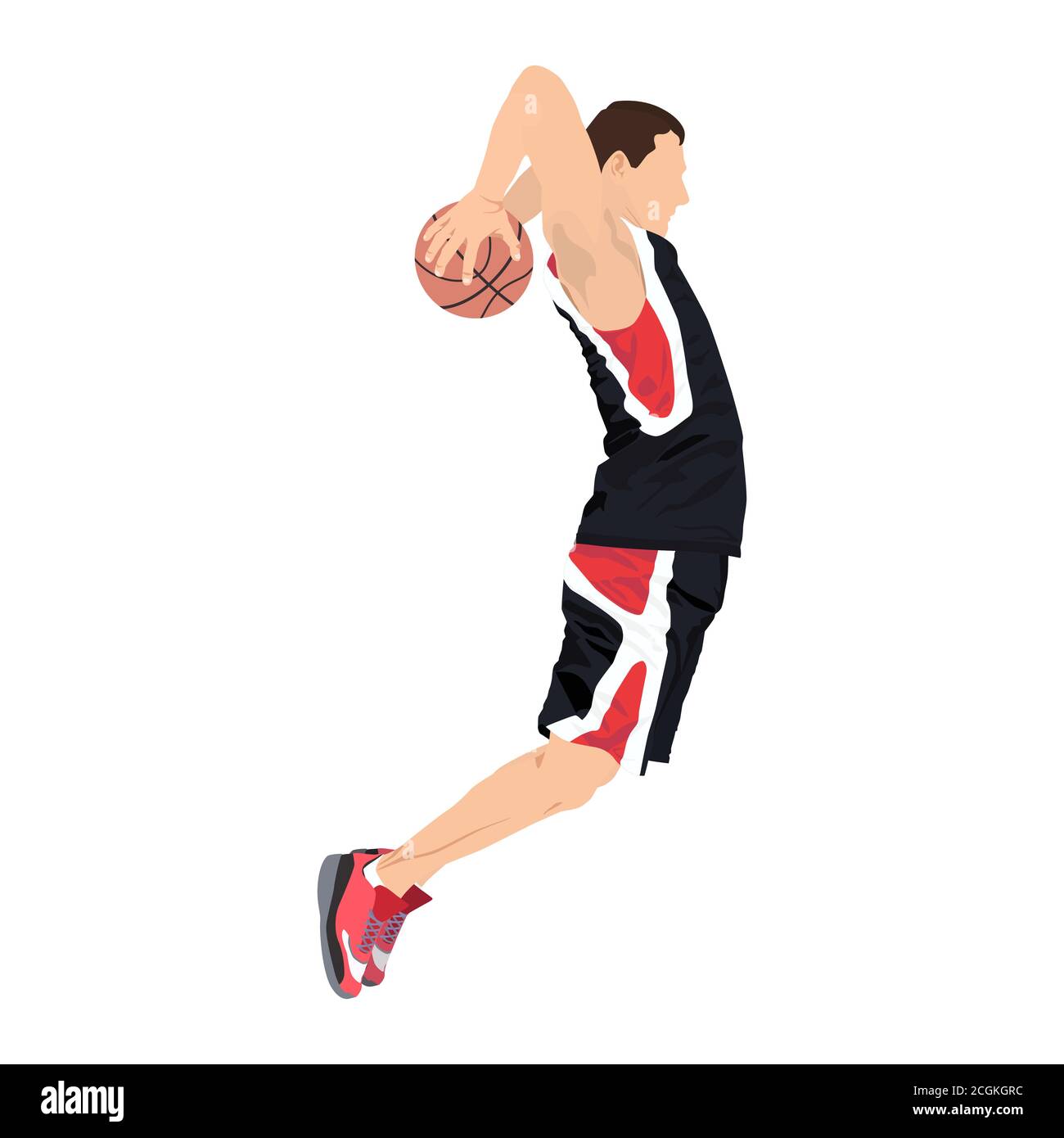 Professional basketball player shooting ball into the hoop, vector  illustration. Slam dunk shooting technique Stock Vector Image & Art - Alamy