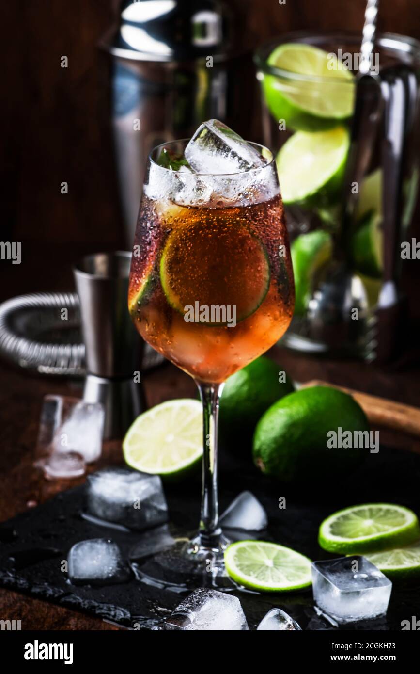 Alcoholic cocktail Long Island with vodka, gin, tequila silver, white