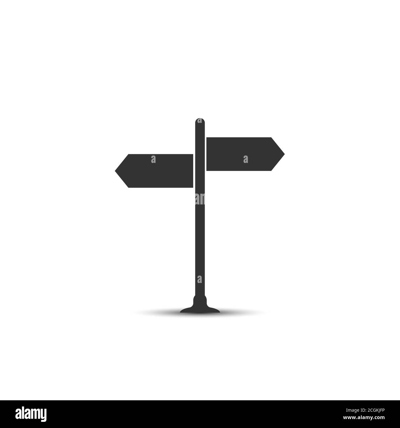 Direction indicator icon with two placemarks. Vector illustration