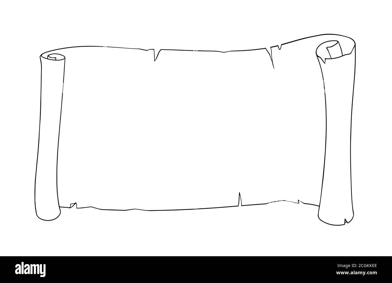 Parchment scroll. Horizontal paper piece. Vector illustration isolated ...